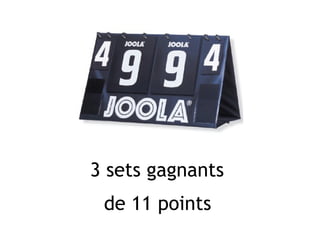3 sets gagnants de 11 points