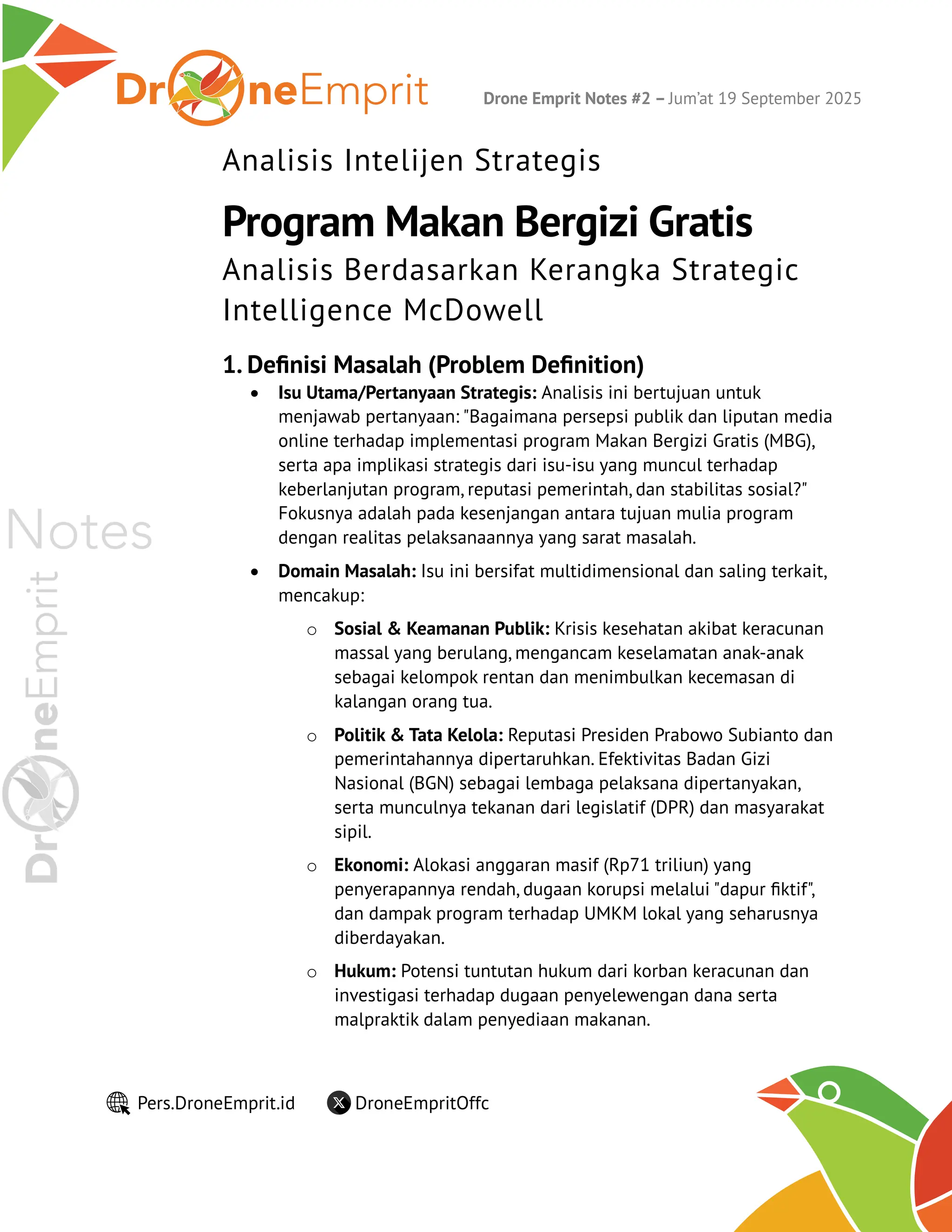 Mbg Problem Program Makan Bergizi Gratis Analisis Berdasarkan Kerangka Strategic ...