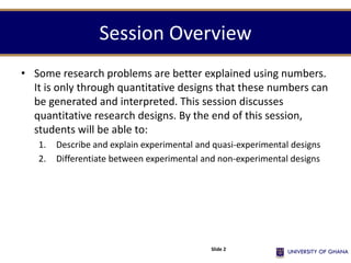 Research Design Using Quantitative Quantitative research designs in research ug | PDF