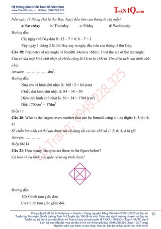 Đề ôn thi Violympic Toán Tiếng Anh lớp 5 năm 2024 - 2025 | PDF