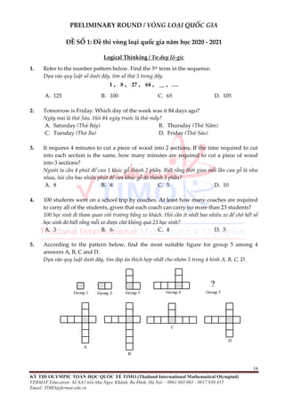 ĐỀ THI TOÁN TIMO LỚP 5 VÒNG LOẠI VÀ CHUNG KẾT QUỐC GIA | PDF