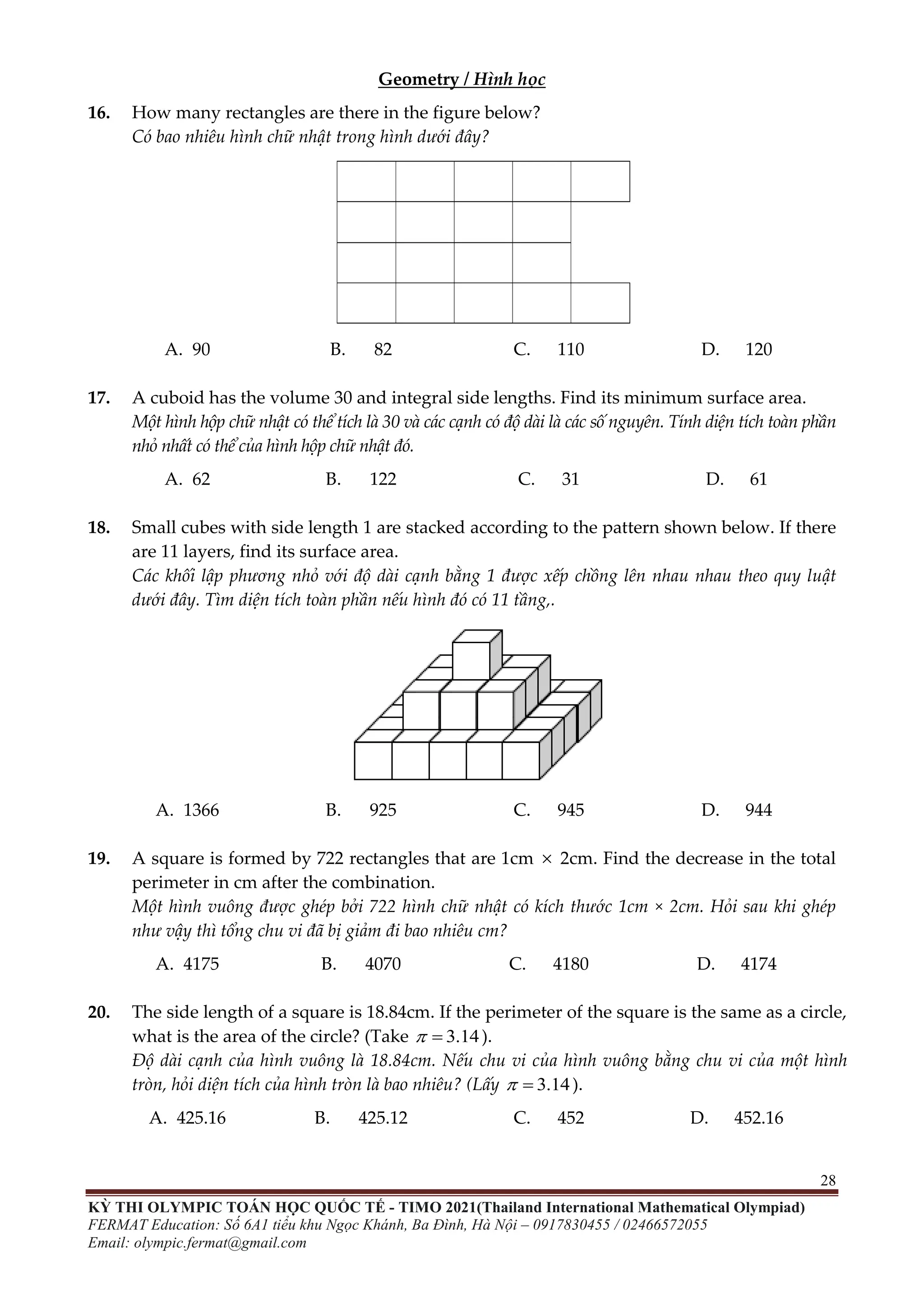 ĐỀ THI TOÁN TIMO LỚP 6 VÒNG LOẠI VÀ CHUNG KẾT QUỐC GIA | PDF