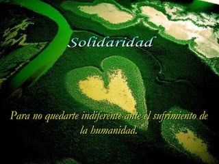 Solidaridad Para no quedarte indiferente ante el sufrimiento de la humanidad. 