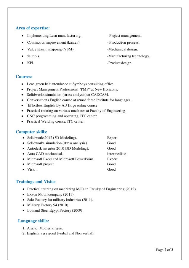 resume areas of expertise