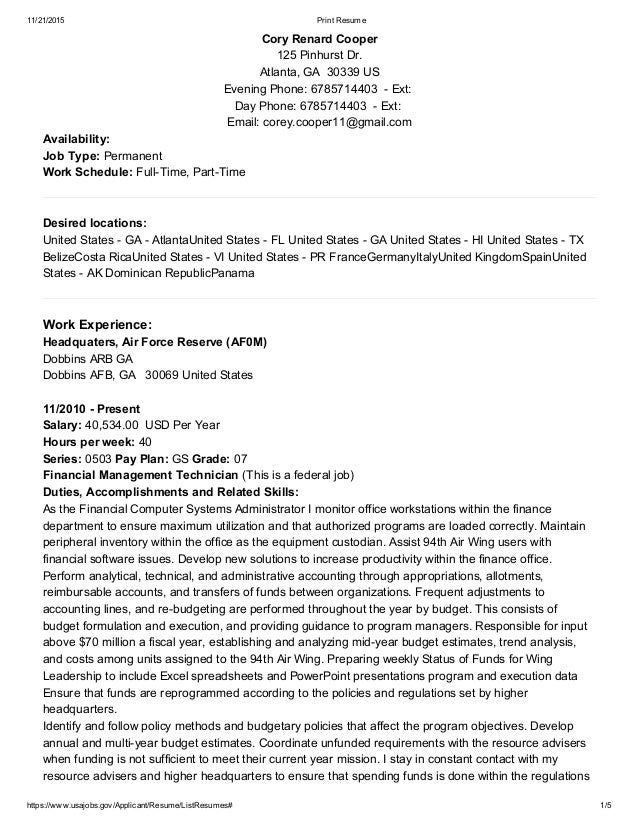 coreys usajobs resume usajobs example resumes