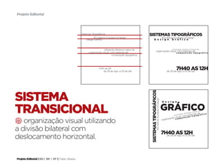 Projeto Editorial




                                                     Sistemas Tipográficos                               Sistemas Tipográficos
                                                               IED Istituto Europeo di Design                           IED Istituto Europeo di Design
                                                         Design Gráfico                                            D e s i g n G r á f i c o



                                                                        utilizando diversos meios de                                                                    utilizando diversos meios de
                                                                                                                           organização visual com sistemas de
                                                           organização visual com sistemas de                                                                                composição tipográfica
                                                                                composição tipográfica




                                                                    7h40 as 12h
                                                                       de 29 de Ago. a 03 de Set.
                                                                                                                                                                             7h40 as 12h
                                                                                                                                                                  de 29 de Ago. a 03 de Set.




sistema



                                                                                                          Sistemas Tipográficos
                                                                                                                            IED Istituto Europeo di Design
                                                                                                                                                             D e s i g n



transicional                                                                                                                                                 Gráfico          ndo d
                                                                                                                                                                          utiliza
                                                                                                                                                                               l com
                                                                                                                                                                                    iverso
                                                                                                                                                                                            s meio
                                                                                                                                                                                                   s de
                                                                                                                                                                                                 as de
                                                                                                                                                                                        sistemp o g r á f i
                                                                                                                                                                         visuap o s i ç ã o
                                                                                                                                                                                              ti
                                                                                                                                                                                                            ca



4 organização visual utilizando
                                                                                                                                                                    ação c o m
                                                                                                                                                             organiz



a divisão bilateral com                                                                                                                                      7h40 asa12h
deslocamento horizontal.                                                                                                                                       de 29 de Ago. 03 de Set.




Projeto Editorial | IED | BR | SP | Fabio Silveira
 