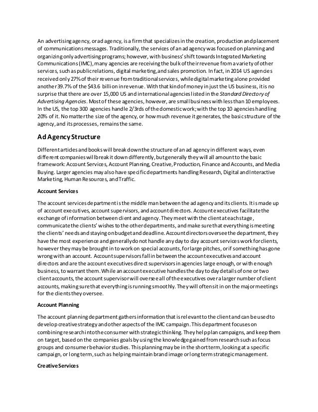 Advertising agency essay image