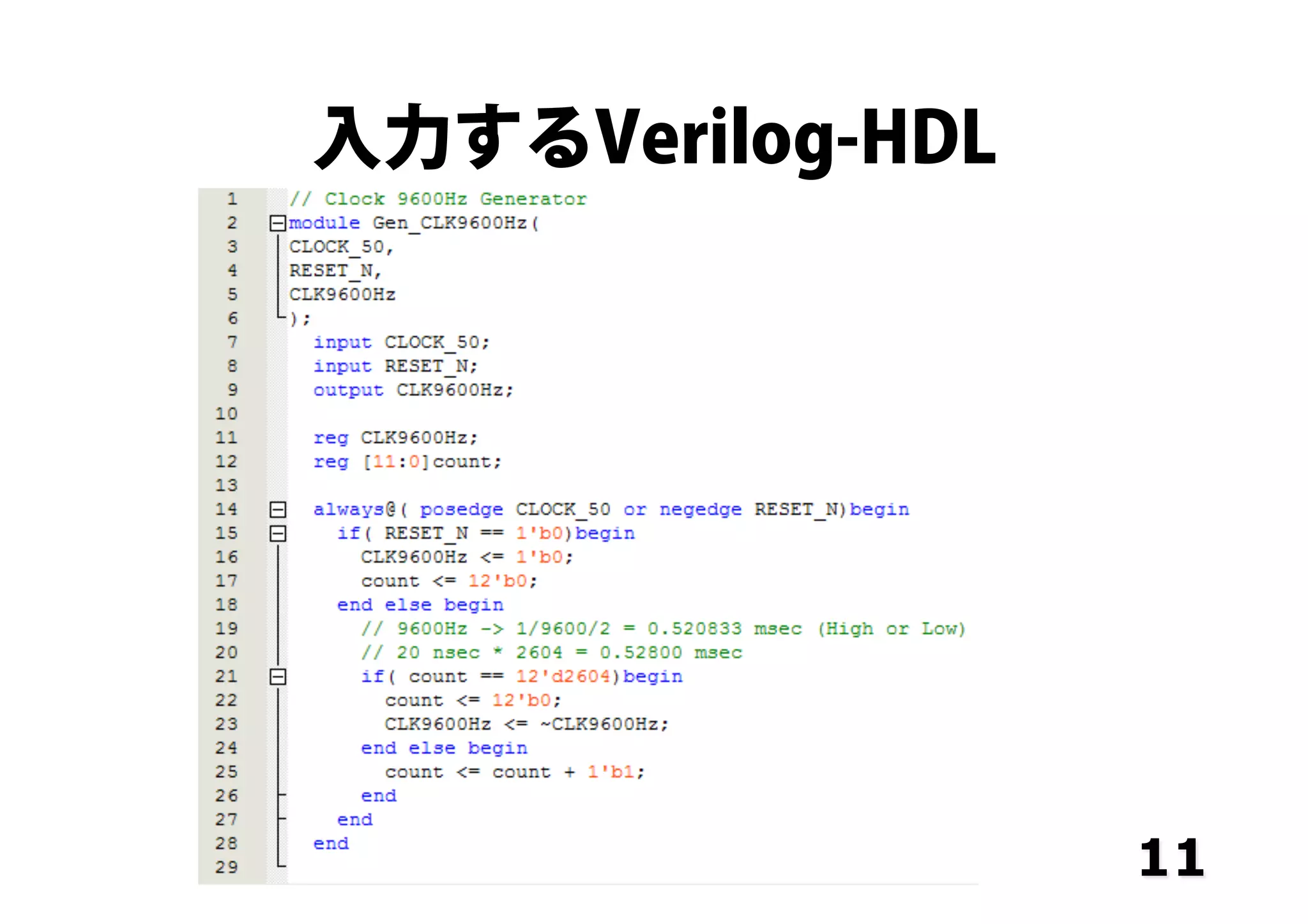 入力するVerilog-HDL
11
 