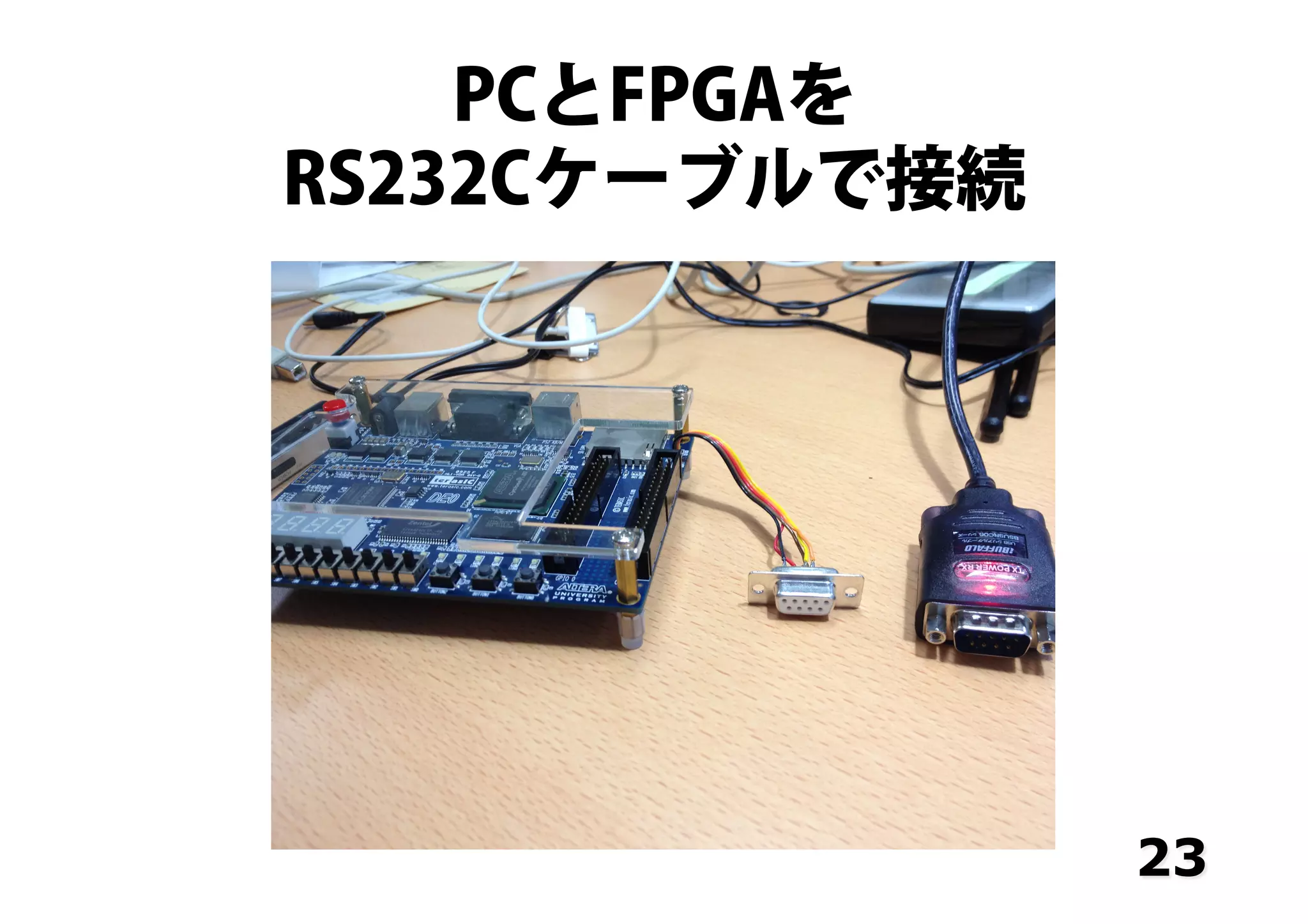 PCとFPGAを
RS232Cケーブルで接続
23
 
