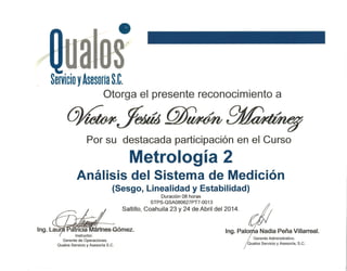 Certificado Metrologia 2 MSA