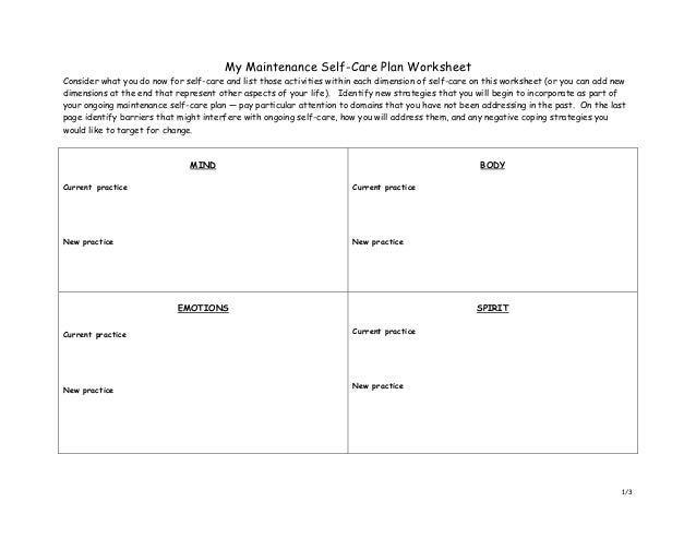 Self Care Plan Haymarket