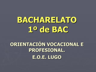 BACHARELATO  1º de BAC ORIENTACIÓN VOCACIONAL E PROFESIONAL. E.O.E. LUGO 
