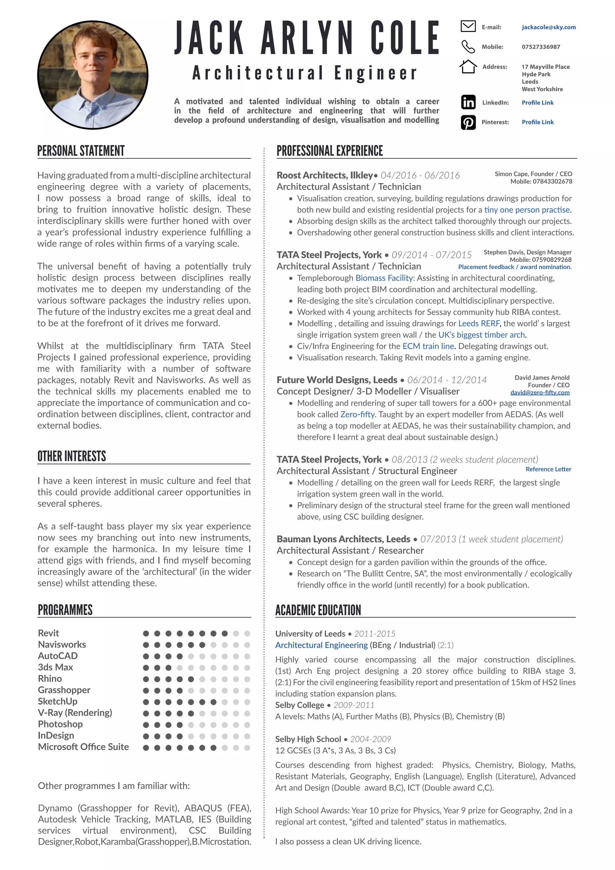 Jack Cole CV June 2016 | PDF