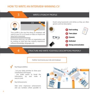 INTERESTS TO INCLUDE
ONLY INCLUDE RELEVANT INTERESTS6
HOW TO WRITE AN INTERVIEW-WINNING CV
DETAIL YOUR EDUCATION & QUALIFI...