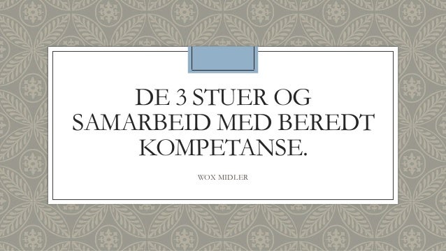 De 3 stuer og samarbeid med beredt kompetanse 3 stuer
