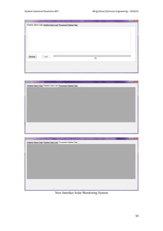 Student Industrial Placement-WIT BEng (Hons) Electronic Engineering – 2014/15
14
New Interface Solar Monitoring System
 
