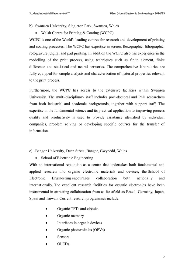 Final Work Placement Report