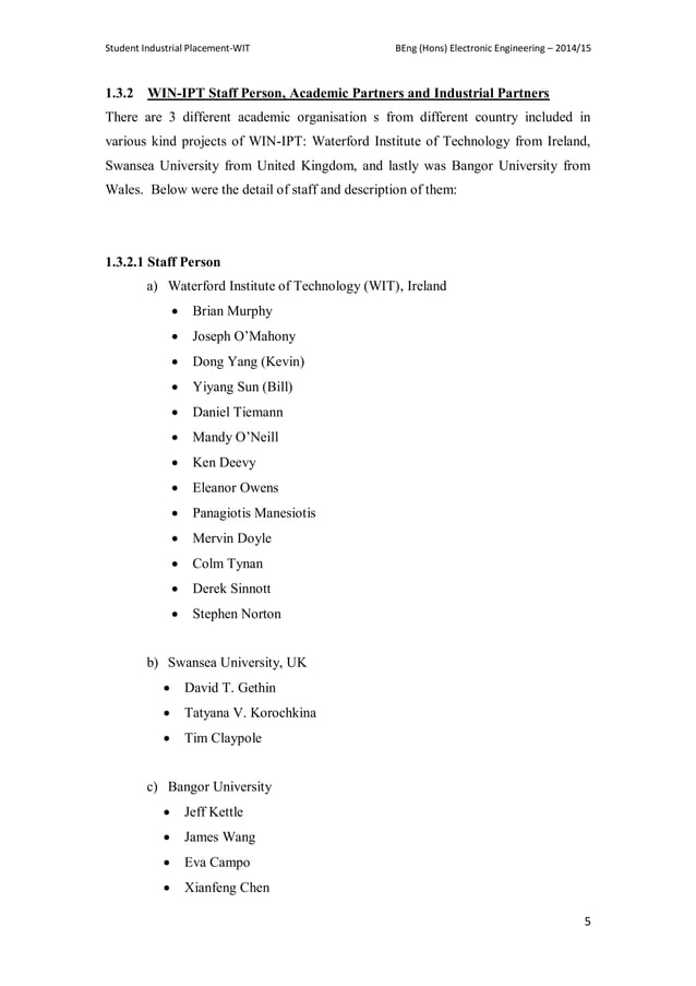 Final Work Placement Report