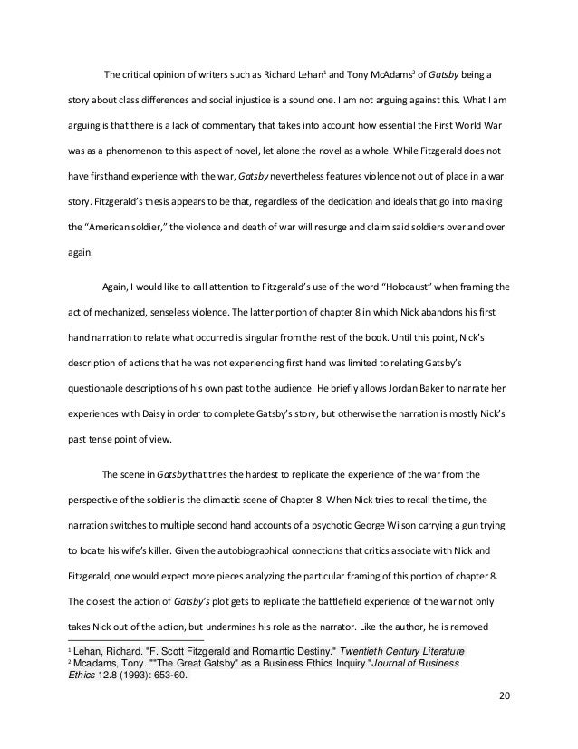 thesis argumentative essay great gatsby