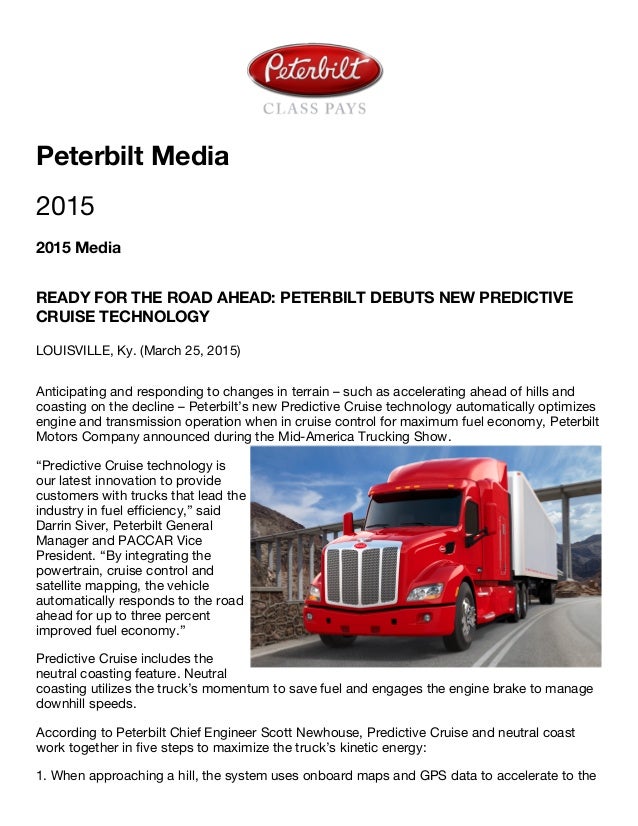 Predictive Cruise Control Peterbilt