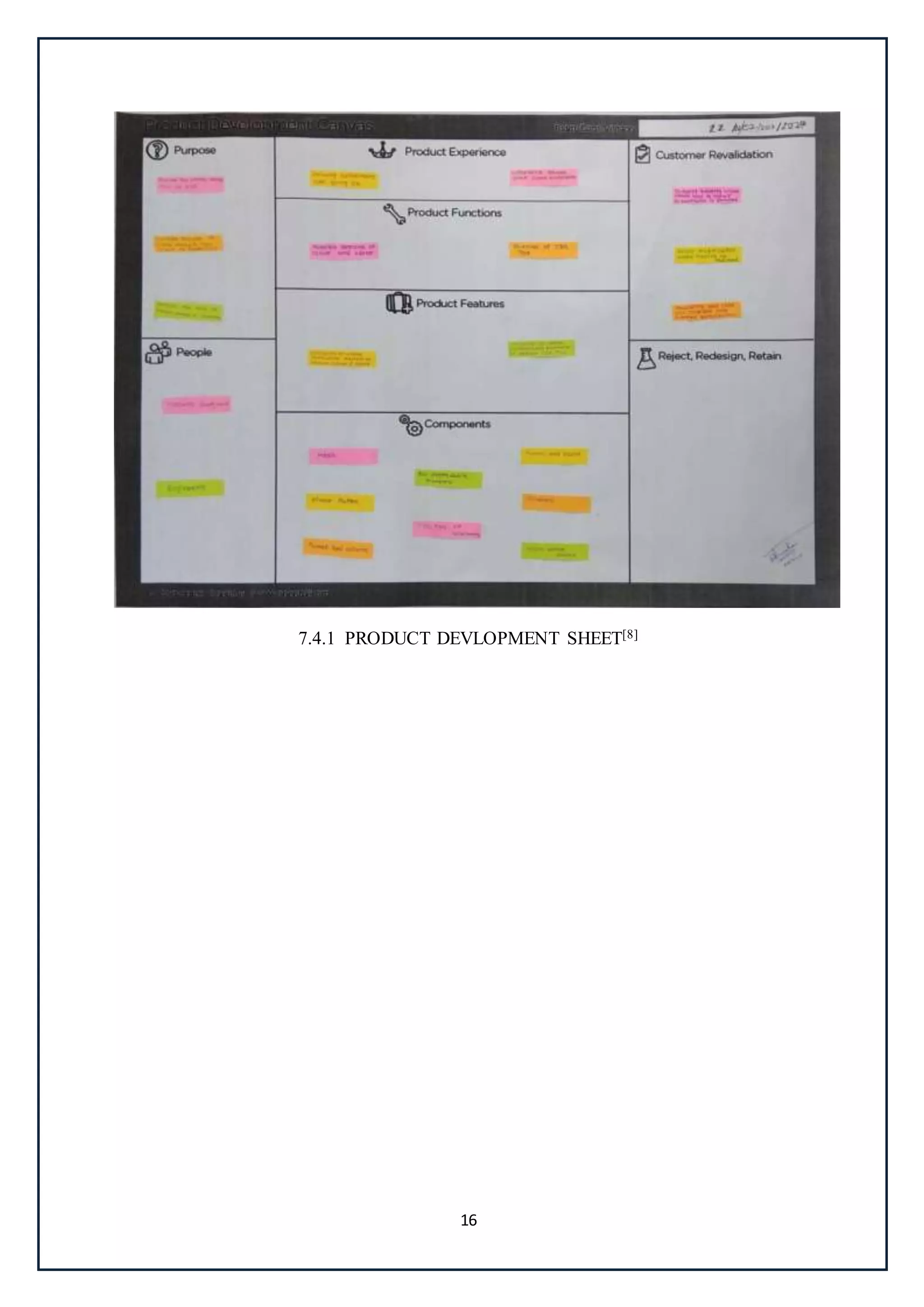 16
7.4.1 PRODUCT DEVLOPMENT SHEET[8]
 