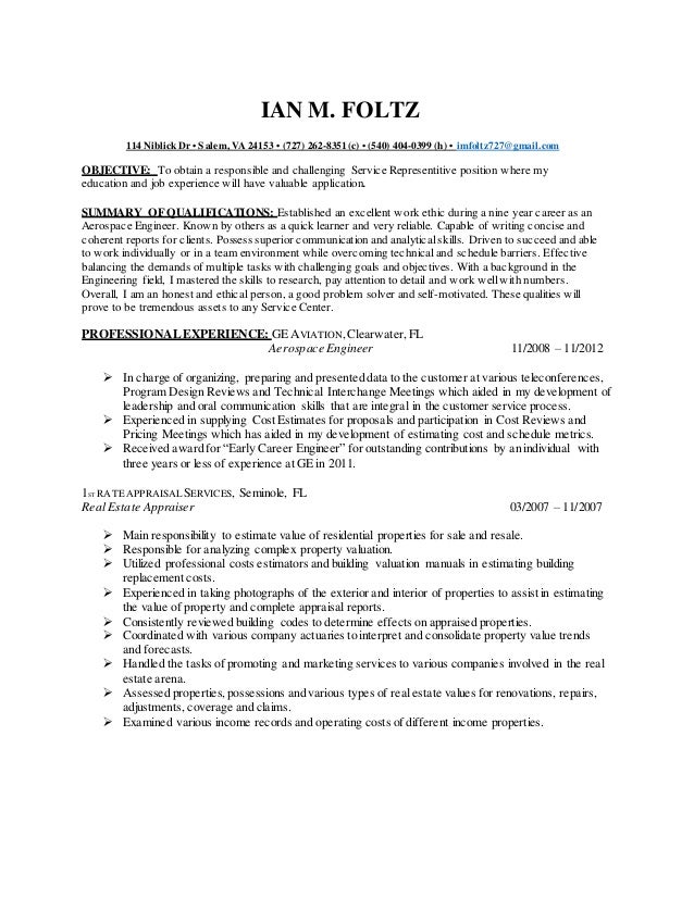 appraiser resume