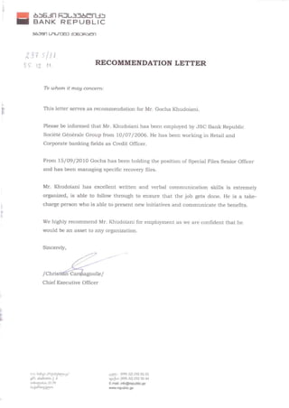 Recomendation Letter