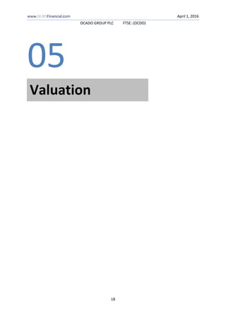 www.NUBSFinancial.com April 1, 2016
OCADO GROUP PLC FTSE: (OCDO)
18
05
Valuation
 