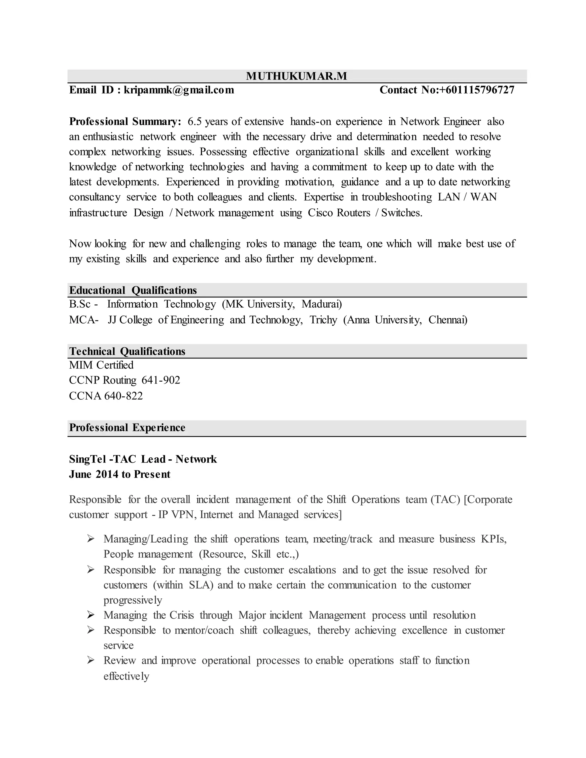 MUTHUKUMAR Updated Resume | PDF