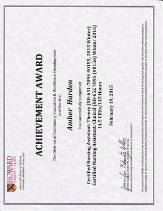 Amber's CNA Certificate