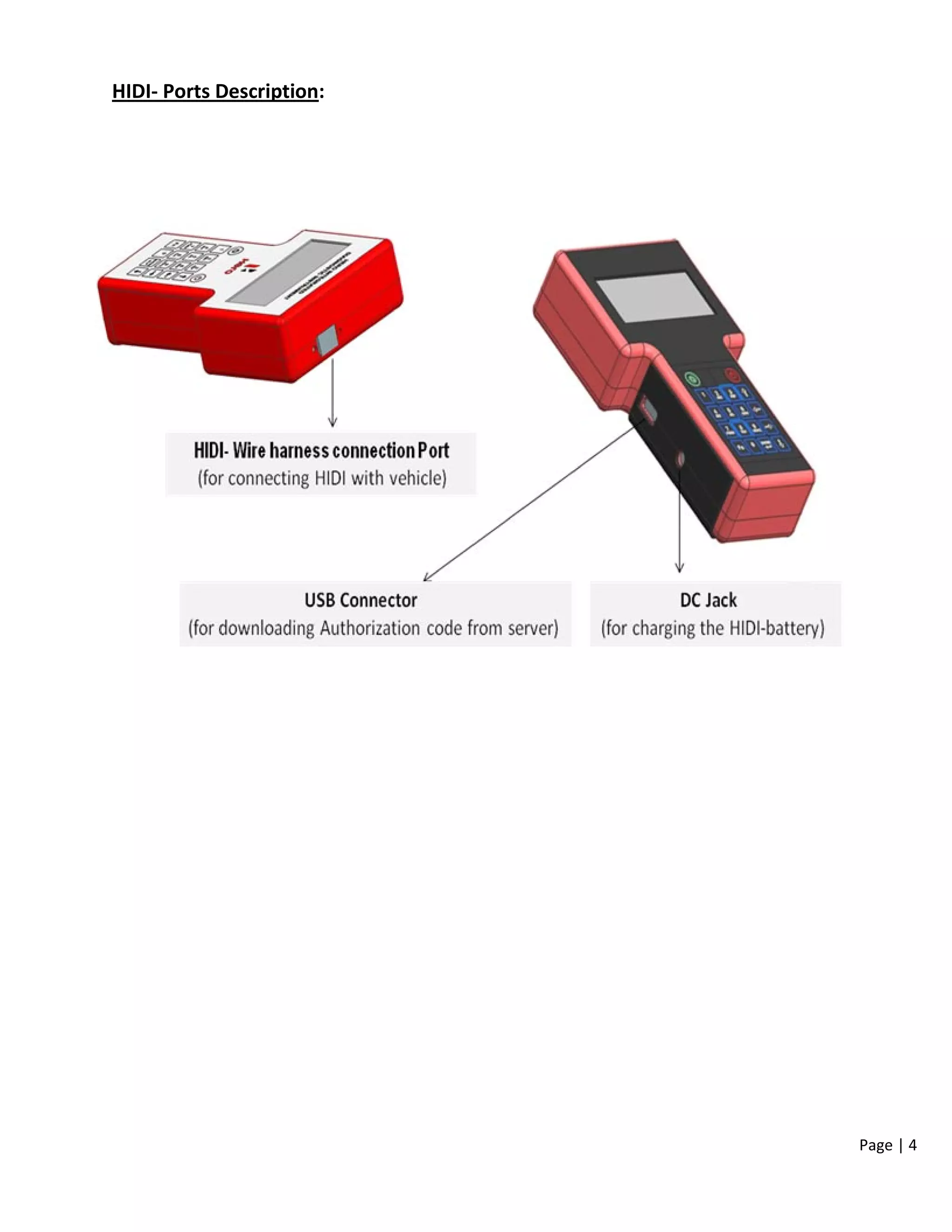 Page | 4
HIDI- Ports Description:
 