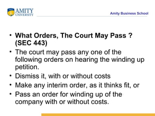<ul><li>What Orders, The Court May Pass ?(SEC 443)   </li></ul><ul><li>The court may pass any one of the following orders ...