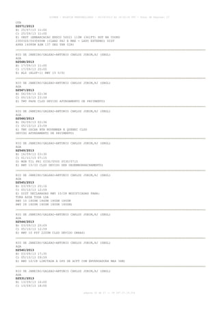 AISWEB - BOLETIM PERSONALIZADO - 06/09/2013 às 18:34:36 UTC - Total de Páginas: 27
página 20 de 27 :: IP 187.37.19.224
OTR
D2071/2013
B) 25/07/13 11:00
C) 25/09/13 11:00
E) OBST (EMBARCACAO ENSCO 5002) 110M (361FT) HGT NA COORD
230032S/0430406W (ILHAS PAI E MAE - LADO EXTERNO) DIST
APRX 14080M AZM 137 DEG THR 02R)
RIO DE JANEIRO/GALEAO-ANTONIO CARLOS JOBIM,RJ (SBGL)
AGA
D2568/2013
B) 17/09/13 11:00
C) 17/09/13 20:00
E) ALS (ALSF-1) RWY 15 U/S)
RIO DE JANEIRO/GALEAO-ANTONIO CARLOS JOBIM,RJ (SBGL)
AGA
D2567/2013
B) 06/09/13 02:38
C) 05/10/13 23:59
E) TWY PAPA CLSD DEVIDO AFUNDAMENTO DE PAVIMENTO)
RIO DE JANEIRO/GALEAO-ANTONIO CARLOS JOBIM,RJ (SBGL)
AGA
D2566/2013
B) 06/09/13 02:36
C) 05/10/13 23:59
E) TWY OSCAR BTN NOVEMBER E QUEBEC CLSD
DEVIDO AFUNDAMENTO DE PAVIMENTO)
RIO DE JANEIRO/GALEAO-ANTONIO CARLOS JOBIM,RJ (SBGL)
AGA
D2549/2013
B) 16/09/13 03:30
C) 01/11/13 07:15
D) MON TIL FRI 0330/0500 0530/0715
E) RWY 15/33 CLSD DEVIDO SER DESEMBORRACHAMENTO)
RIO DE JANEIRO/GALEAO-ANTONIO CARLOS JOBIM,RJ (SBGL)
AGA
D2545/2013
B) 03/09/13 20:16
C) 05/10/13 12:59
E) DIST DECLARADAS RWY 10/28 MODIFICADAS PARA:
TORA ASDA TODA LDA
RWY 10 1800M 1860M 1800M 1800M
RWY 28 1800M 1800M 1800M 1800M)
RIO DE JANEIRO/GALEAO-ANTONIO CARLOS JOBIM,RJ (SBGL)
AGA
D2544/2013
B) 03/09/13 20:09
C) 05/10/13 12:59
E) RWY 10 FST 2200M CLSD DEVIDO OBRAS)
RIO DE JANEIRO/GALEAO-ANTONIO CARLOS JOBIM,RJ (SBGL)
AGA
D2540/2013
B) 03/09/13 17:35
C) 05/10/13 09:59
E) RWY 10/28 LIMITADA A OPS DE ACFT COM ENVERGADURA MAX 36M)
RIO DE JANEIRO/GALEAO-ANTONIO CARLOS JOBIM,RJ (SBGL)
AGA
D2531/2013
B) 13/09/13 16:00
C) 13/09/13 18:00
 