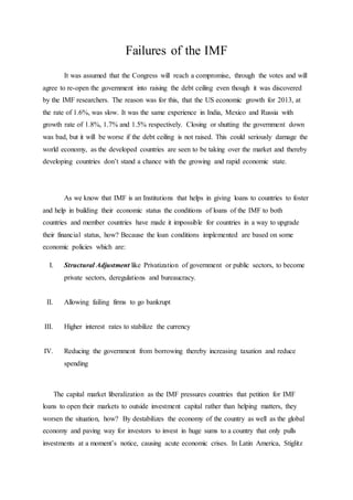 Imf Example Problems success and failures of imf | DOCX
