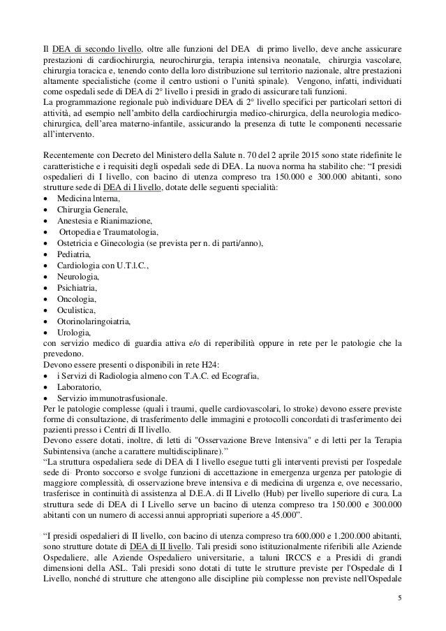 L Organizzazione Dei Dipartimenti Di Emergenza Sanitaria Dea