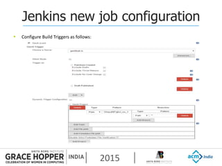2015
Jenkins new job configuration
 Configure Build Triggers as follows:
 