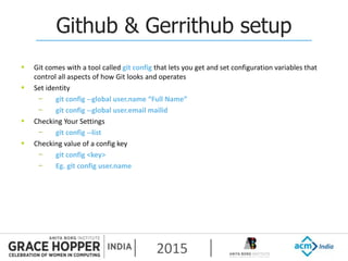 2015
Github & Gerrithub setup
 Git comes with a tool called git config that lets you get and set configuration variables ...