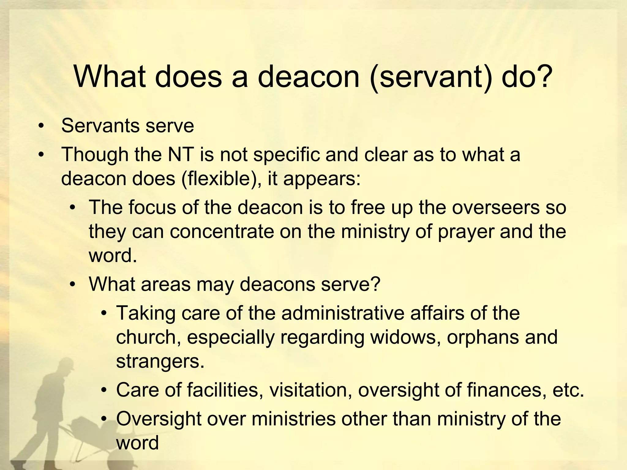 A Deacon is a Servant - 1 Timothy 3:8-13 | PPTX