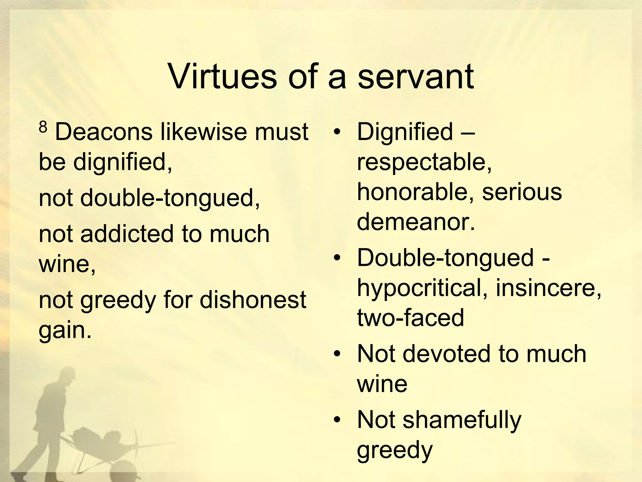 A Deacon is a Servant - 1 Timothy 3:8-13 | PPTX