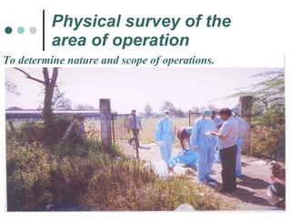 Physical survey of the area of operation To determine nature and scope of operations. 
