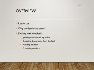 DEADLOCKS IN OPERATING SYSTEM- LECTURES. | PPT