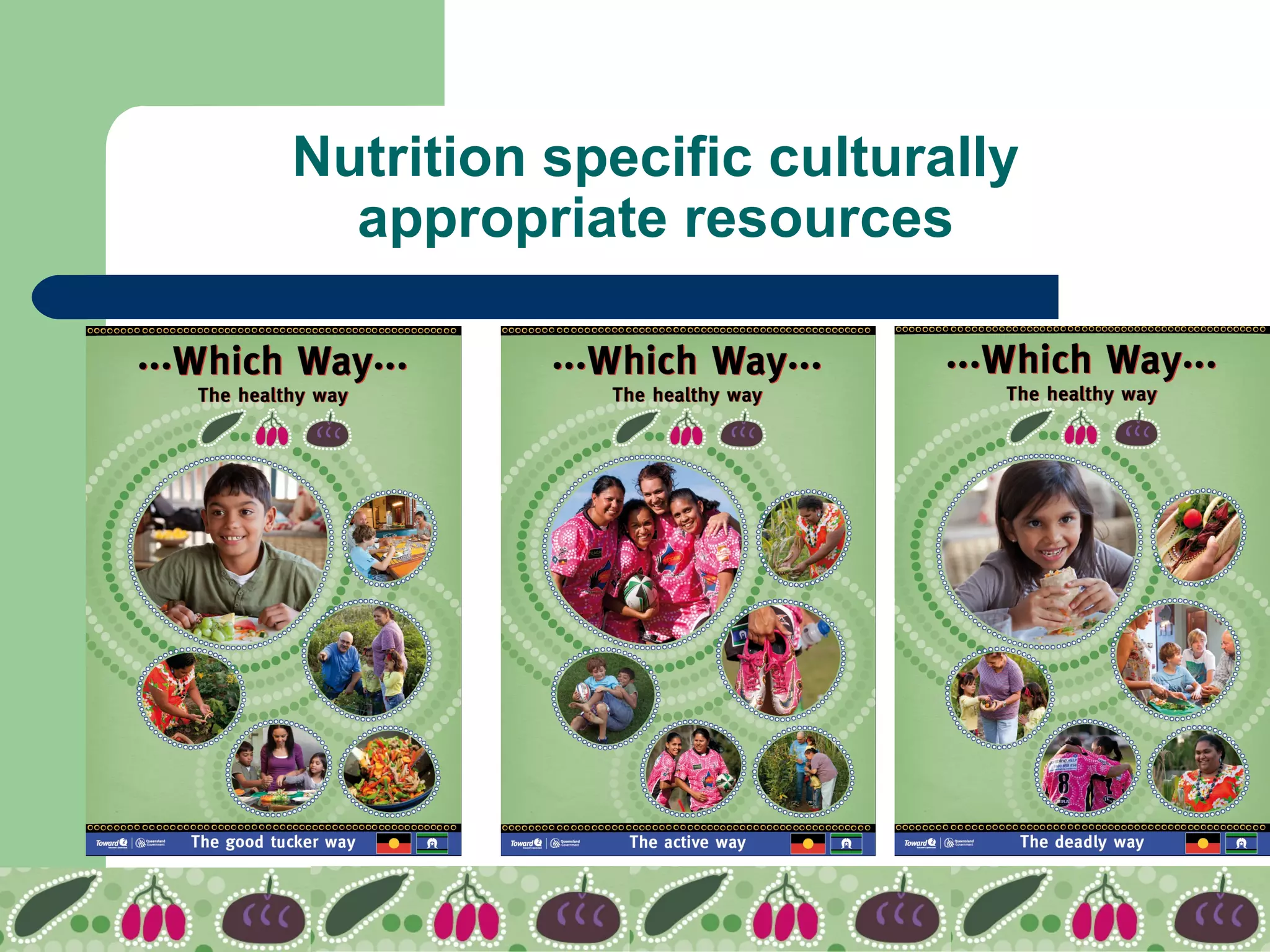 Nutrition specific culturally
appropriate resources
 