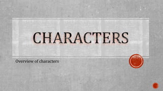 Overview of characters 
 