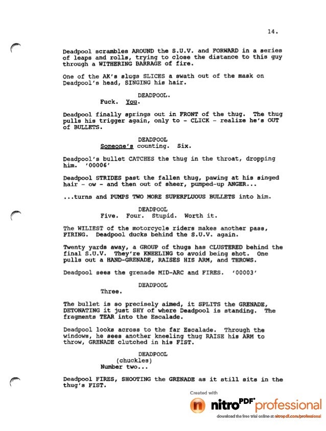 deadpool movie leaked script 1 deadpool leaked script