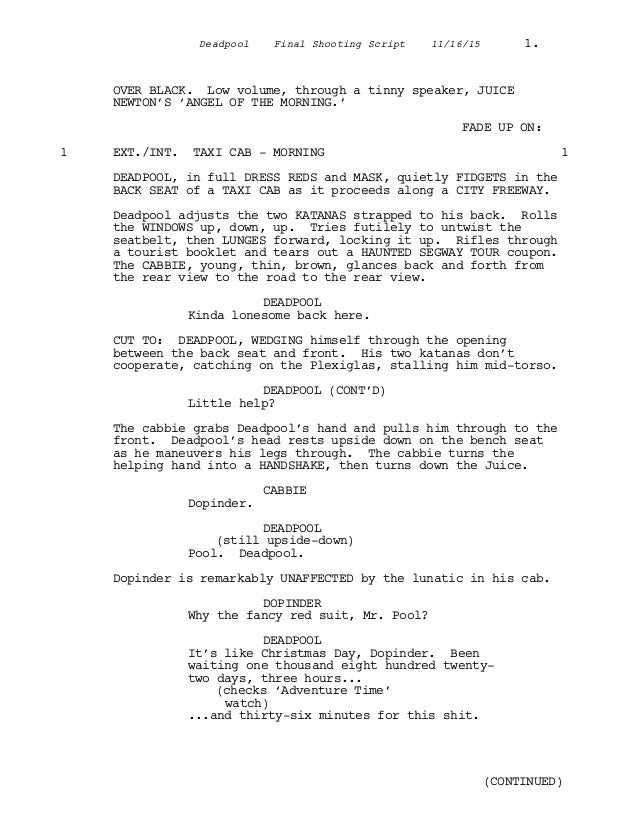 Film Senaryo Örnekleri : Deadpool