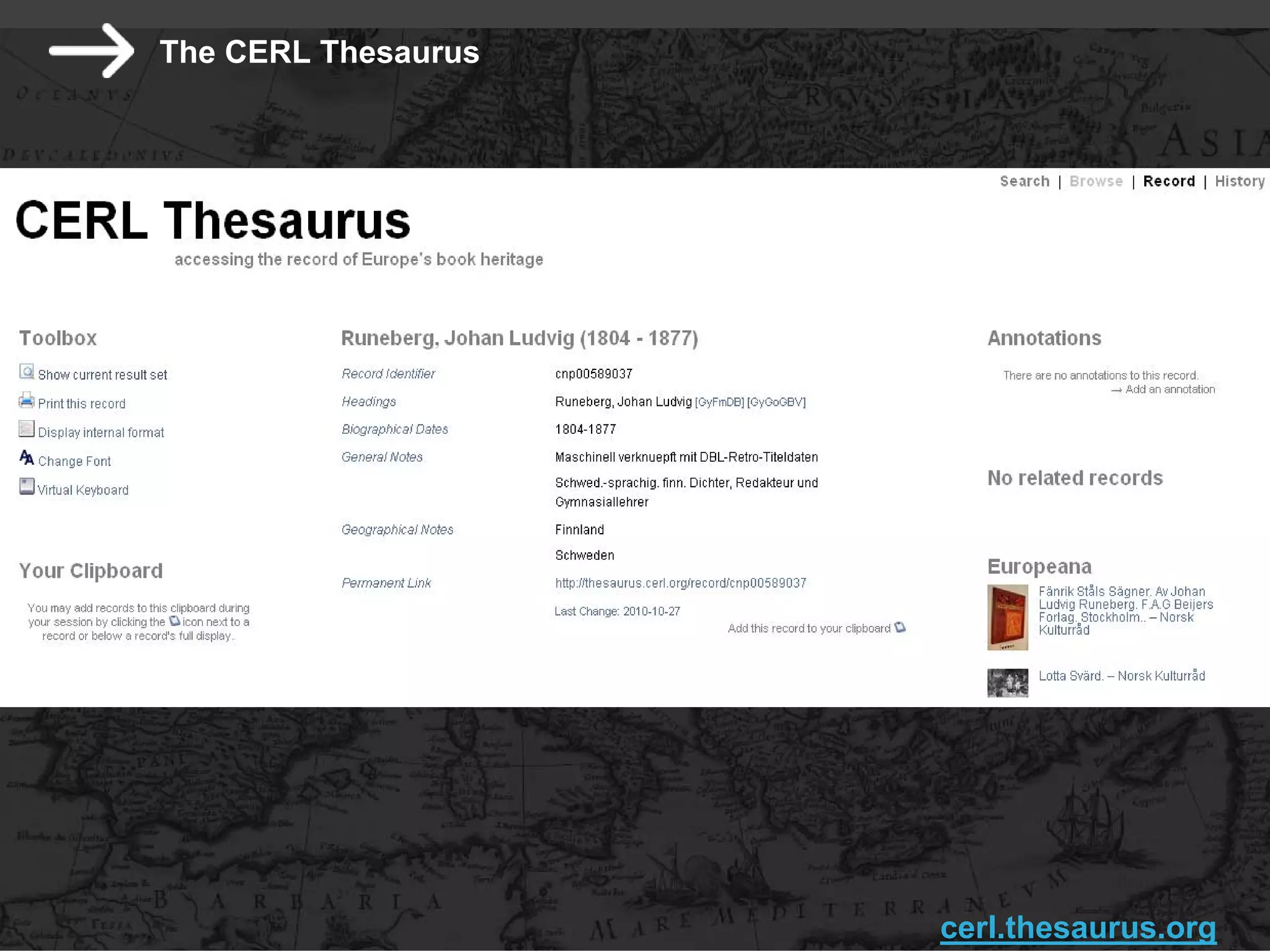 The CERL Thesaurus




                     cerl.thesaurus.org
 