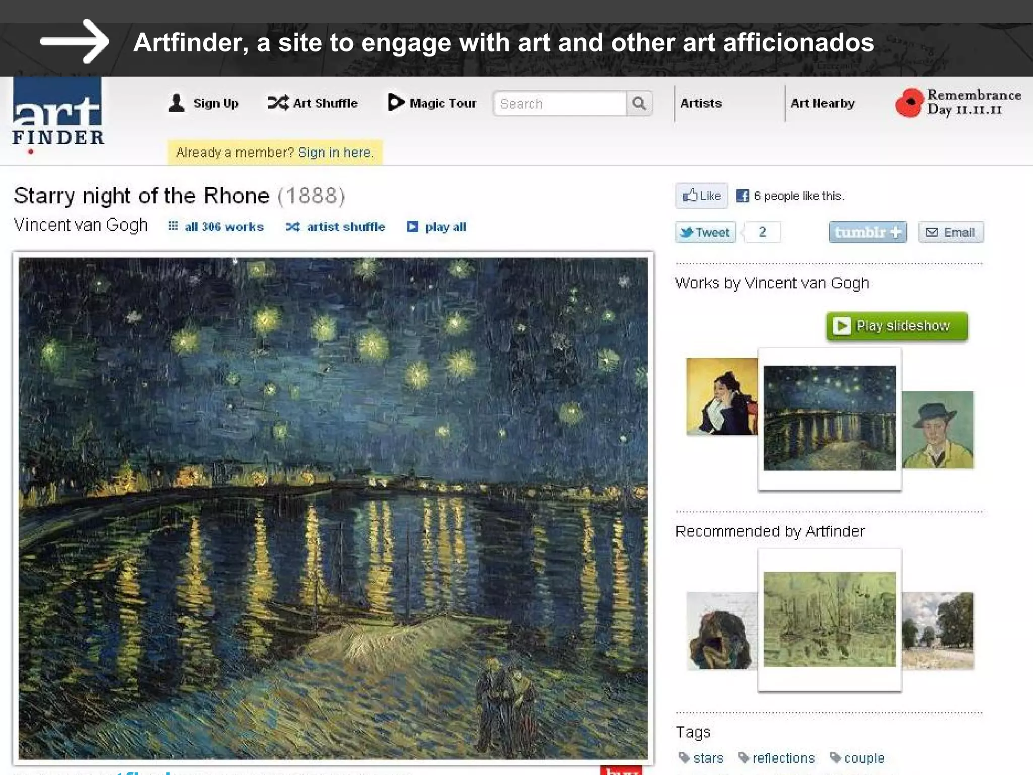 Artfinder, a site to engage with art and other art afficionados
 