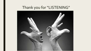 Thank you for “LISTENING”
 