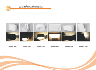 LUMINÁRIAS INDIRETAS
Power: 6WPower: 3WPower: 3WPower: 3W Power: 12WPower: 6W
 