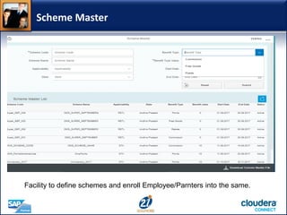 Scheme Master
Facility to define schemes and enroll Employee/Parnters into the same.
 
